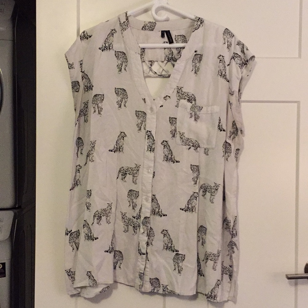 Big Cat safari top with back cut out and design